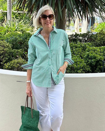 WW | Damen gestreiftes Button-Up Hemd