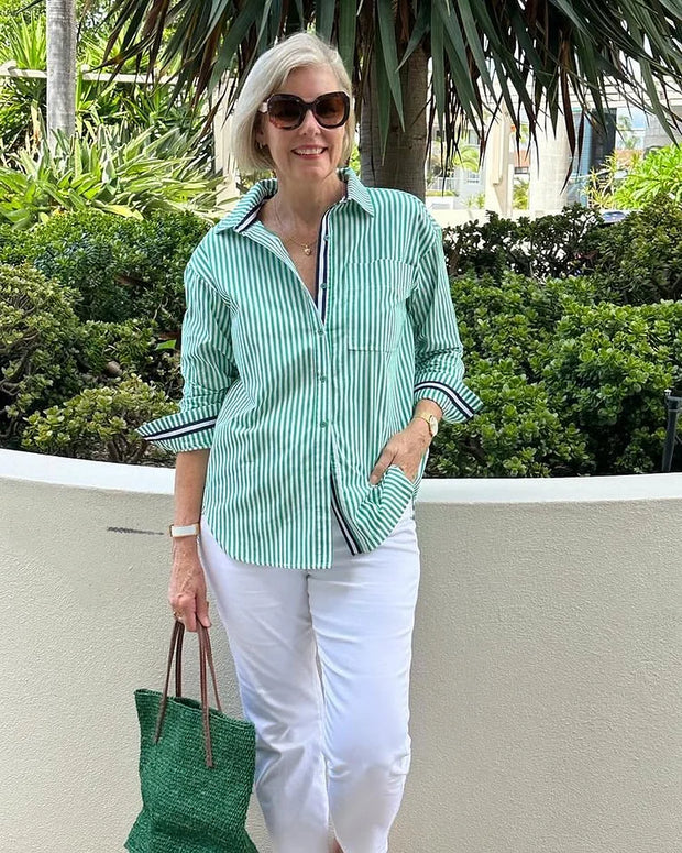 WW | Damen gestreiftes Button-Up Hemd