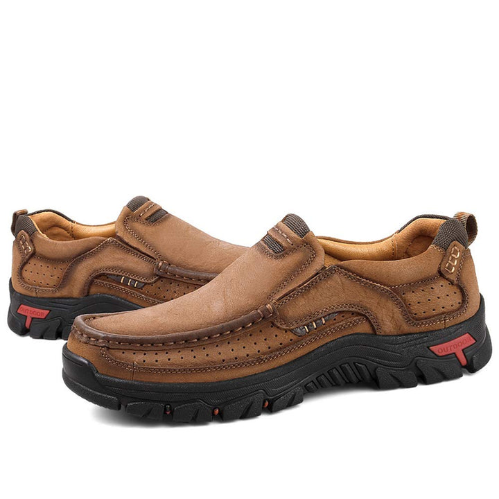 W&W Mode | Herren-Laufschuhe aus Leder, leicht, atmungsaktiv, Freizeitschuhe zum Hineinschlüpfen