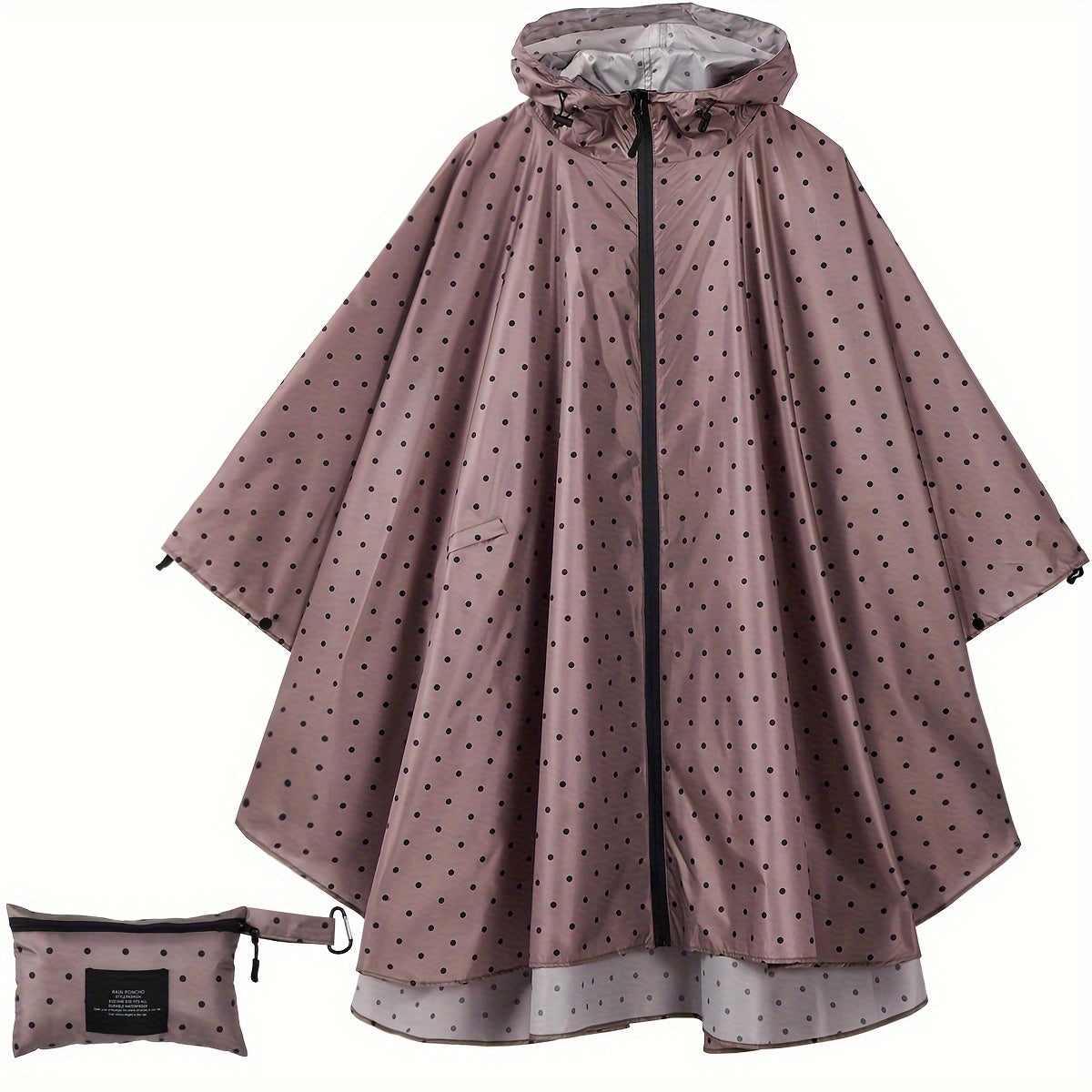 WW | Sportliche Damen Regenponcho Mit Kapuze Und Geometrischem Muster