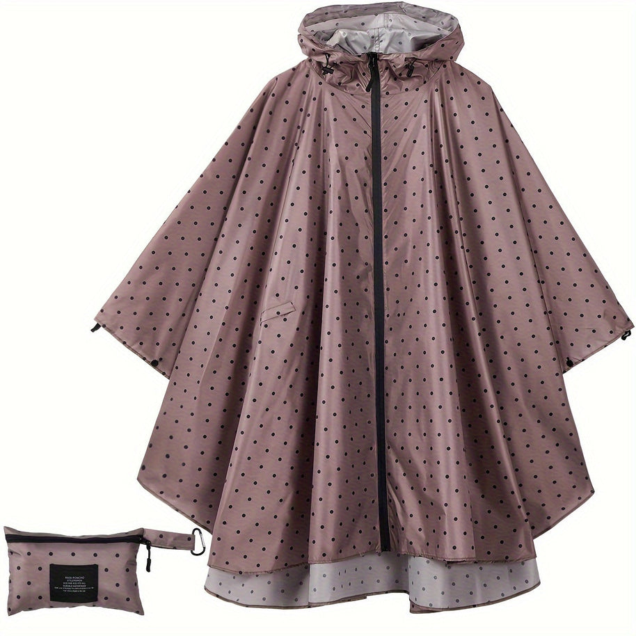 WW | Sportliche Damen Regenponcho Mit Kapuze Und Geometrischem Muster