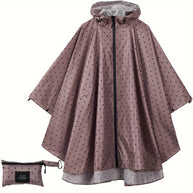 WW | Sportliche Damen Regenponcho Mit Kapuze Und Geometrischem Muster