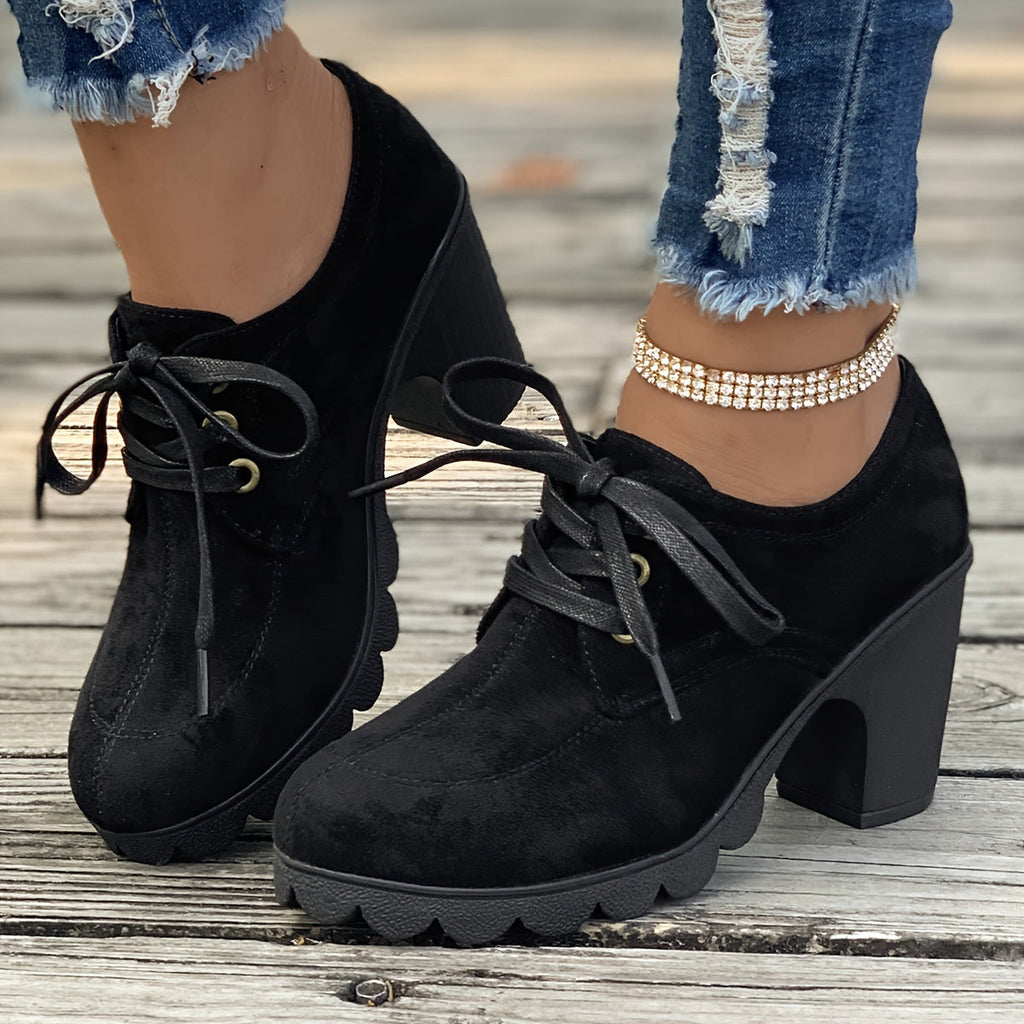 WW | Einfache Damen Plateauschuhe Mit Schnürsenkeln