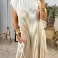 Elegantes Plissee-Kleid einfarbig ärmellos