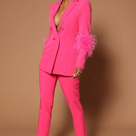 WW Zweiteiliges Straußenfell-Revers für Damen