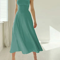 WW - Elegantes ärmelloses A-Linien-Midikleid – Zeitloser Chic | Fit-and-Flare Midikleid – Perfekt für jeden Anlass