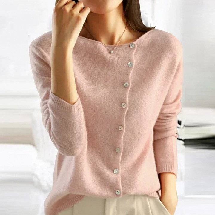 W&W Mode - Damen weicher Knopf-Pulli für eleganten Komfort