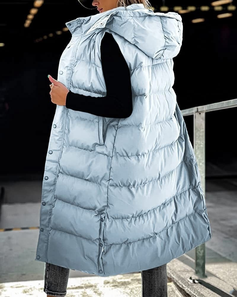 W&W Mode | Ärmellose, Lässige Steppjacke Mit Kapuze Und Reißverschluss