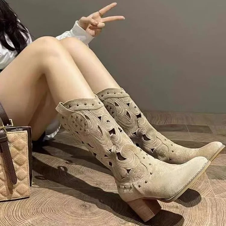 WW - Bedruckte Cowboystiefel aus Leder