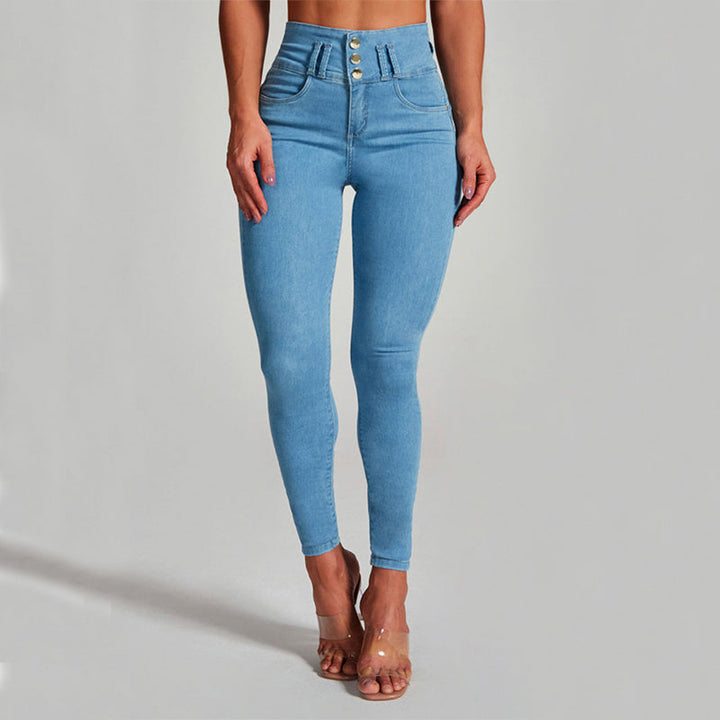 W&W Mode hohe Taille Enge Stretch-Form und Hüft lifting Jeans