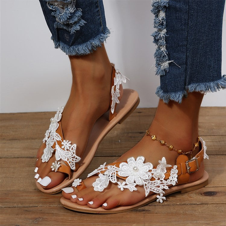 WW | Bohemia Sandalen Mit Blumen Und Knöchelriemen