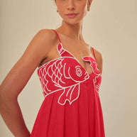WW | Besticktes Maxi Slip Kleid