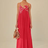 WW | Besticktes Maxi Slip Kleid
