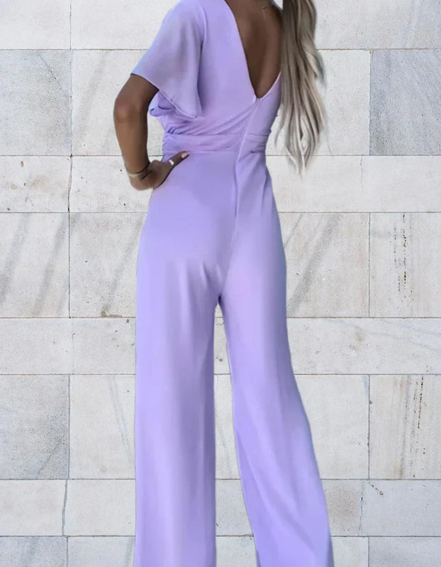 WW | stilvolles Overall mit tiefem V-Ausschnitt und kurzen Ärmeln für einen eleganten und modischen Look