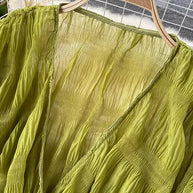 WW | Elegantes Chiffon V-Leder Puff Lange Ärmel Kurze Tops