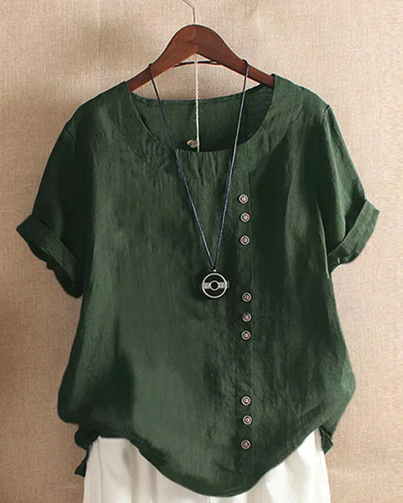 WW | Elegantes Damen Leinen T-shirt Für Sommerliche Outfits