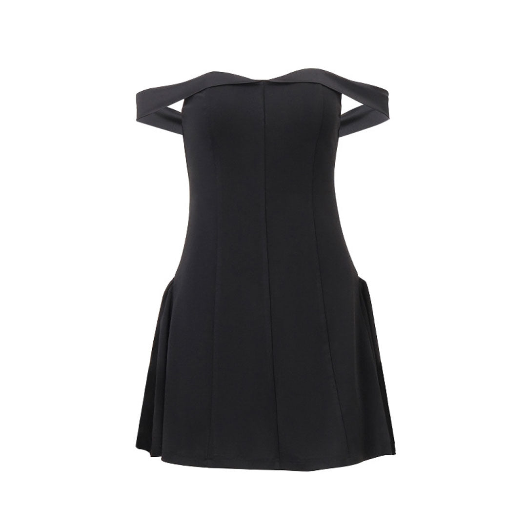 WW | Elegantes Satin Panel Off the Shoulder Fit and Flare Mini Party Kleid