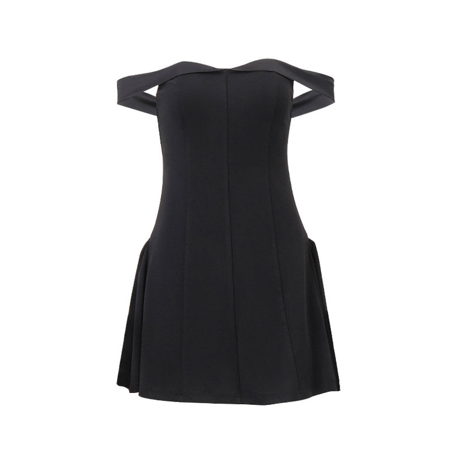 WW | Elegantes Satin Panel Off the Shoulder Fit and Flare Mini Party Kleid