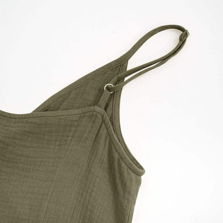 Damen-Maxikleid aus Baumwolle mit V-Ausschnitt und Spaghettiträgern