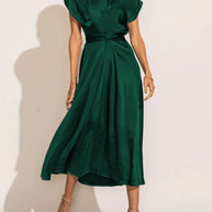 WW | Elegantes Satin-Wickel-Midi-Kleid für Damen
