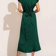 WW | Elegantes Satin-Wickel-Midi-Kleid für Damen