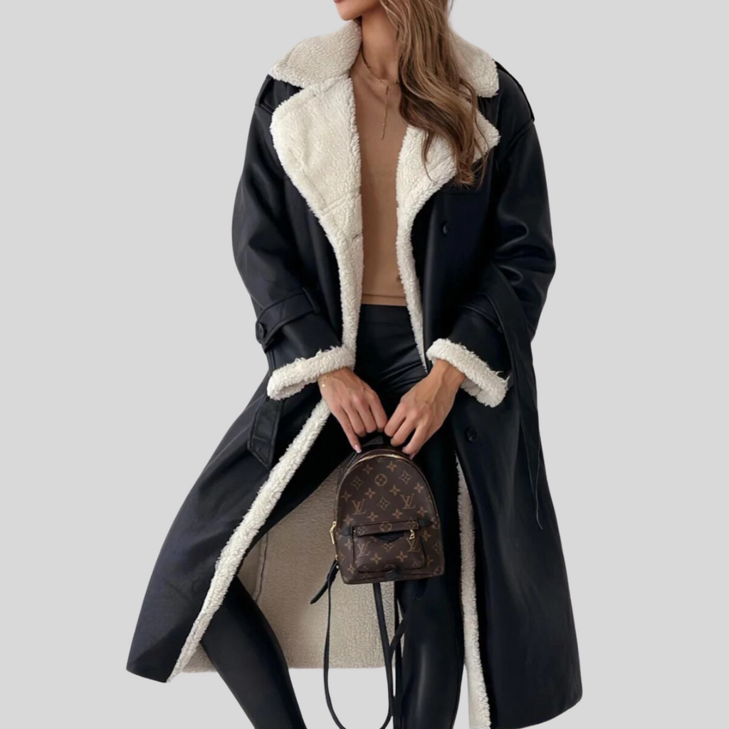 WW | Luxuriöser, Eleganter Leder Trenchcoat