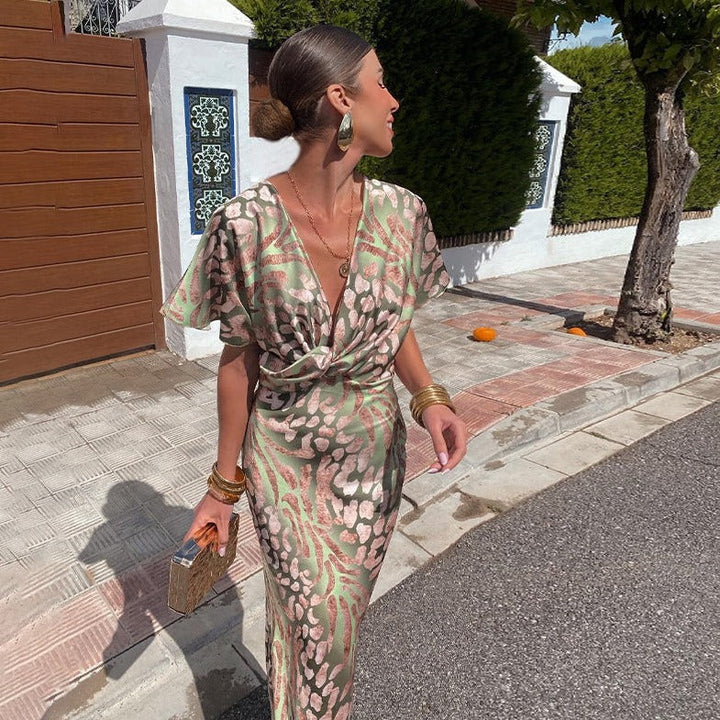 W&W Mode | Maxikleid Mit V-ausschnitt Damen Abendkleid Mit Wickeldetail Für Besondere Anlässe