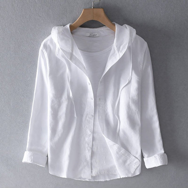 WW | Leinenbluse Mit Kapuze