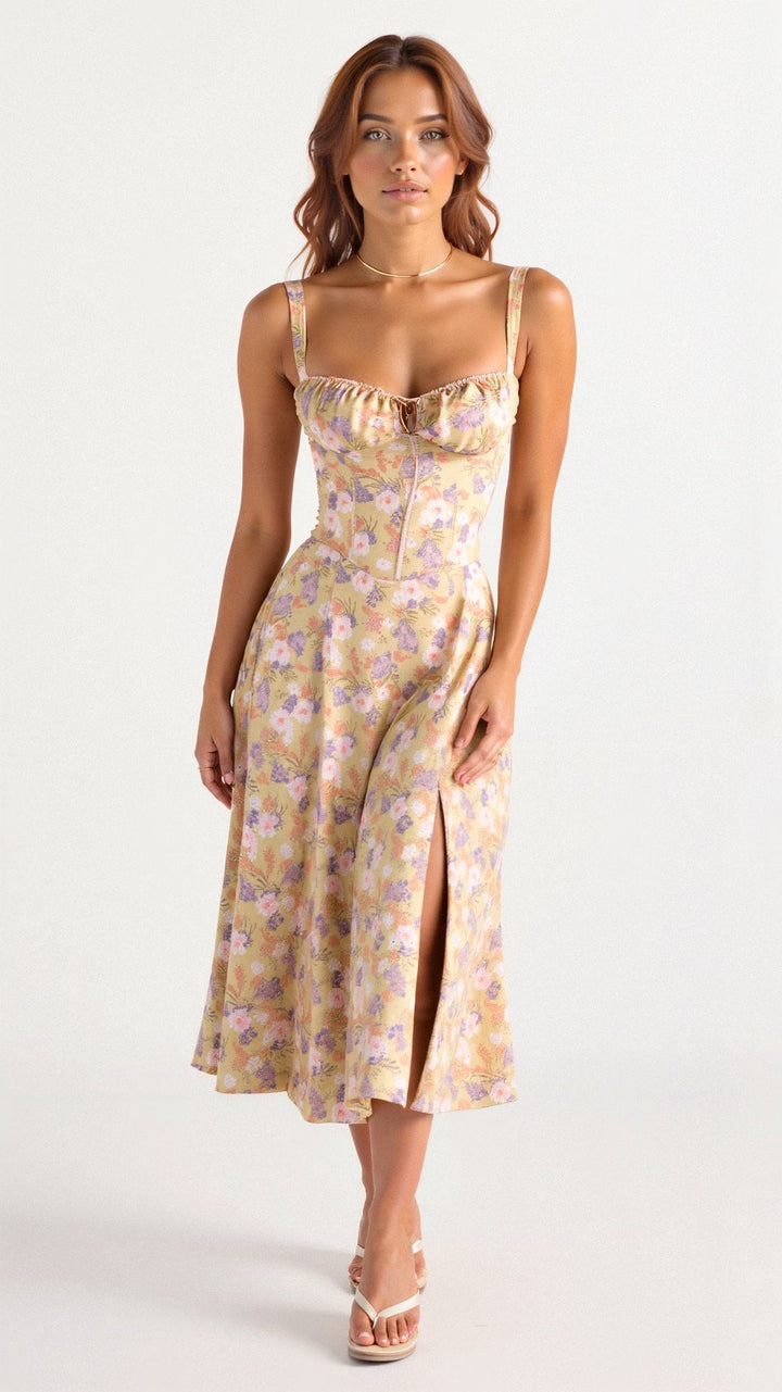 W&W Mode | Sommerliches Midi Kleid Mit Trägern & Schlitz Luftig, Elegant & Perfekt Für Warme Tage