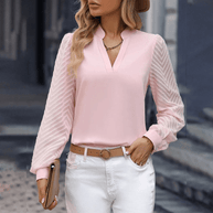 WW | Elegante Chiffon Damen Top Mit V-Ausschnitt Formal Und Freizeit