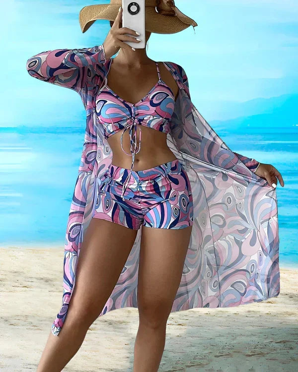 W&W Mode - 3-teiliges Bikini-Set mit floralem Muster