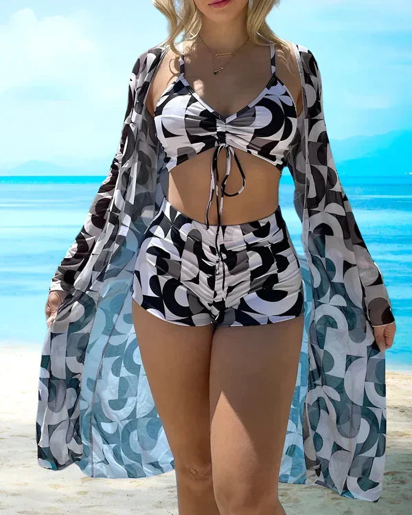 W&W Mode - 3-teiliges Bikini-Set mit floralem Muster
