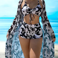 W&W - 3-teiliges Bikini-Set mit floralem Muster