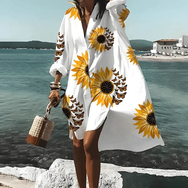 W&W Mode - Knielanges Kleid mit einzigartigem Aufdruck