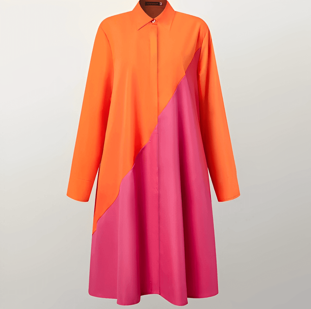 WW | Hemdblusenkleid mit Umlegekragen und Dreiviertelärmeln