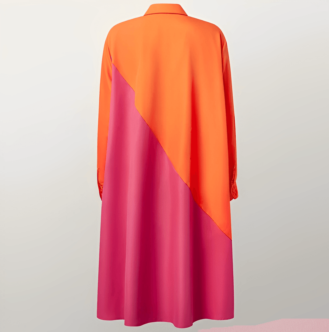 Hemdblusenkleid mit Umlegekragen & Dreiviertelärmel