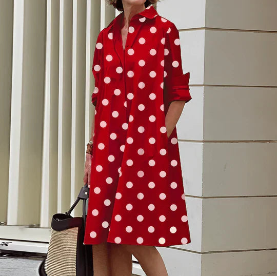 WW | Hemdblusenkleid mit Umlegekragen und Dreiviertelärmeln
