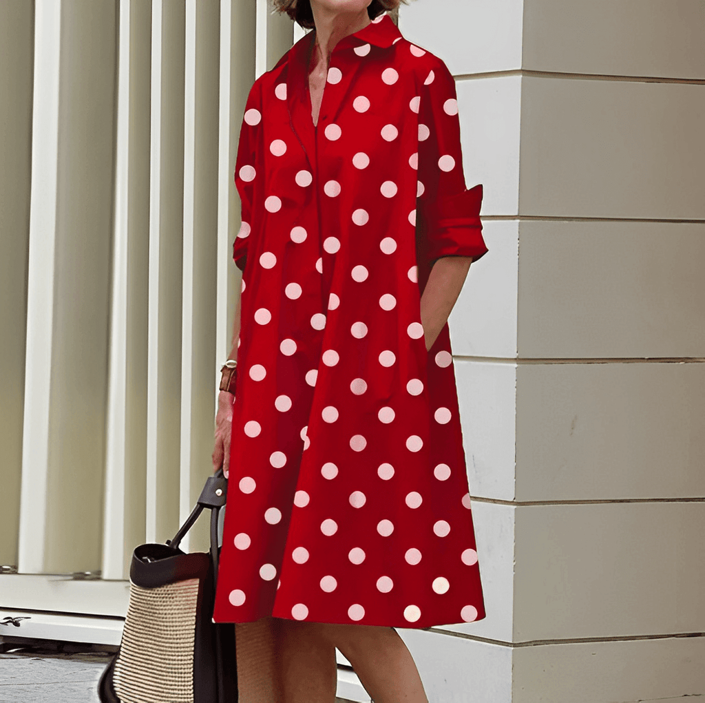 WW | Hemdblusenkleid mit Umlegekragen und Dreiviertelärmeln