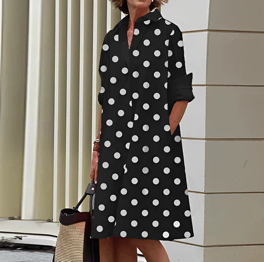 WW | Hemdblusenkleid mit Umlegekragen und Dreiviertelärmeln