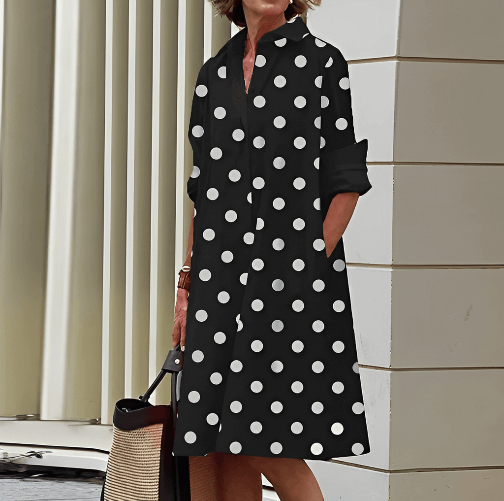 WW | Hemdblusenkleid mit Umlegekragen und Dreiviertelärmeln