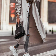 WW | Schicker Langer Wasserdichter Mantel mit Leichtem Design für Den Frühling