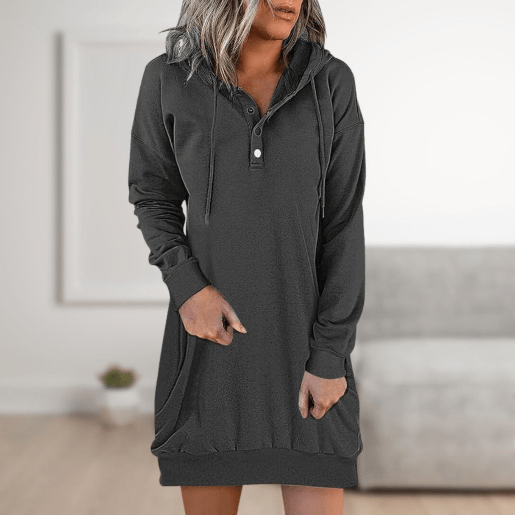 WW | Damenbekleidung Damen Kapuzenpulli Kleid Damen Trendy Look Lässig & Stilvoll