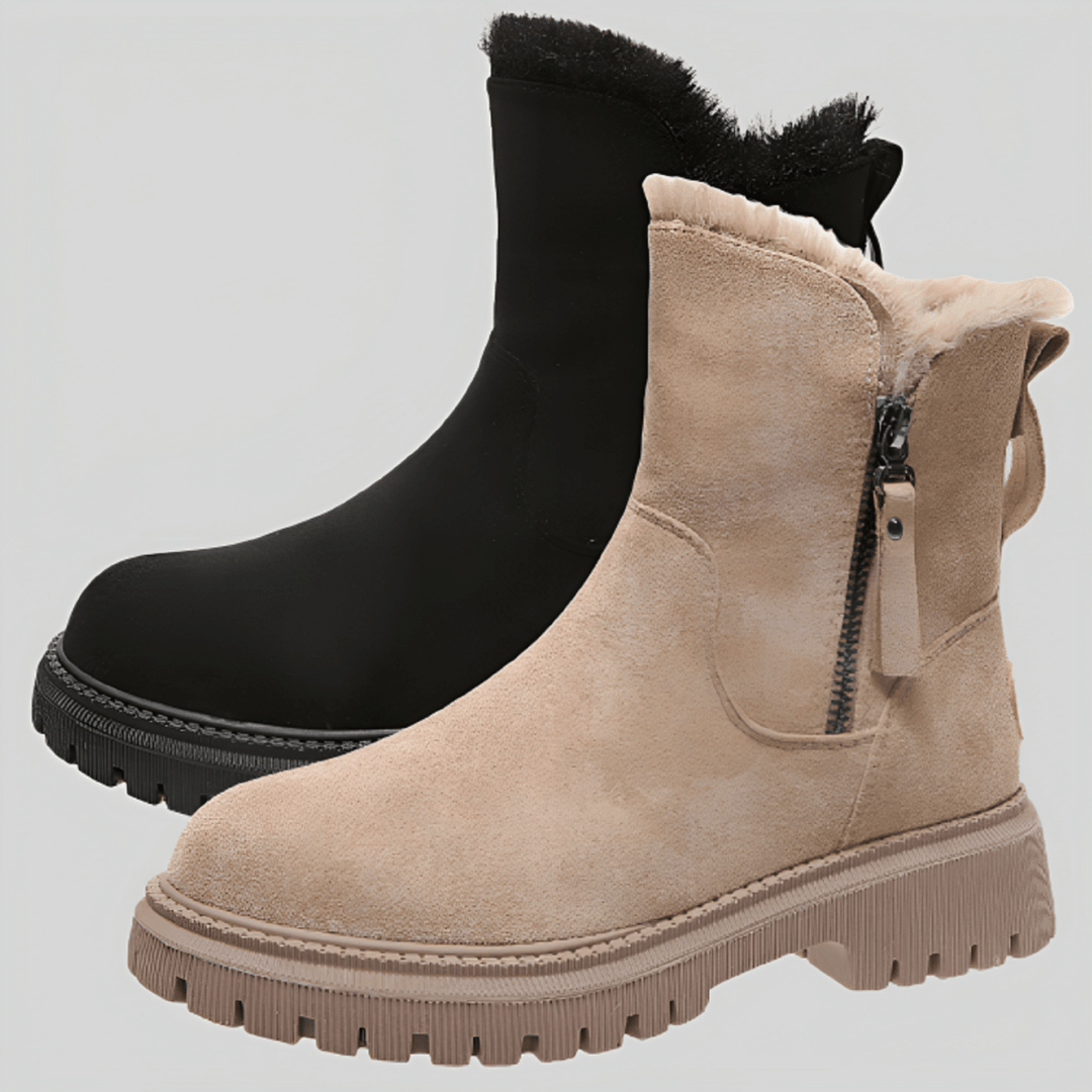 W&W Mode | Warme knielange Stiefel - Plüsch-Winterschuhe