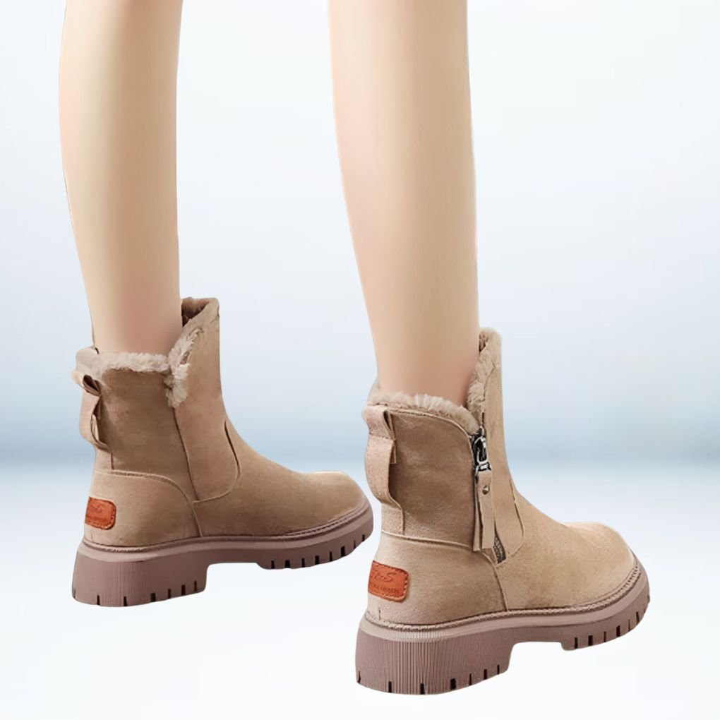 W&W Mode | Warme knielange Stiefel - Plüsch-Winterschuhe