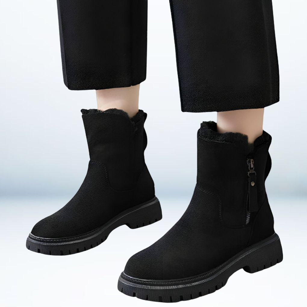 W&W Mode | Warme knielange Stiefel - Plüsch-Winterschuhe