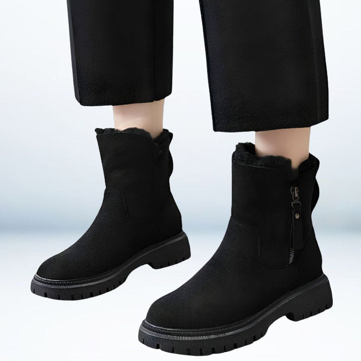 W&W Mode | Warme knielange Stiefel - Plüsch-Winterschuhe