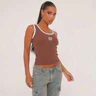 WW | Geripptes Tanktop mit zarter Stickerei