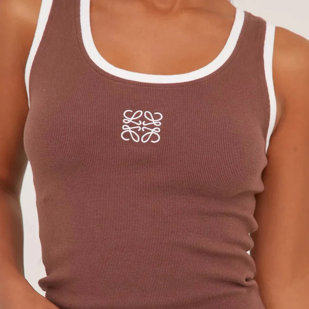 WW | Geripptes Tanktop mit zarter Stickerei