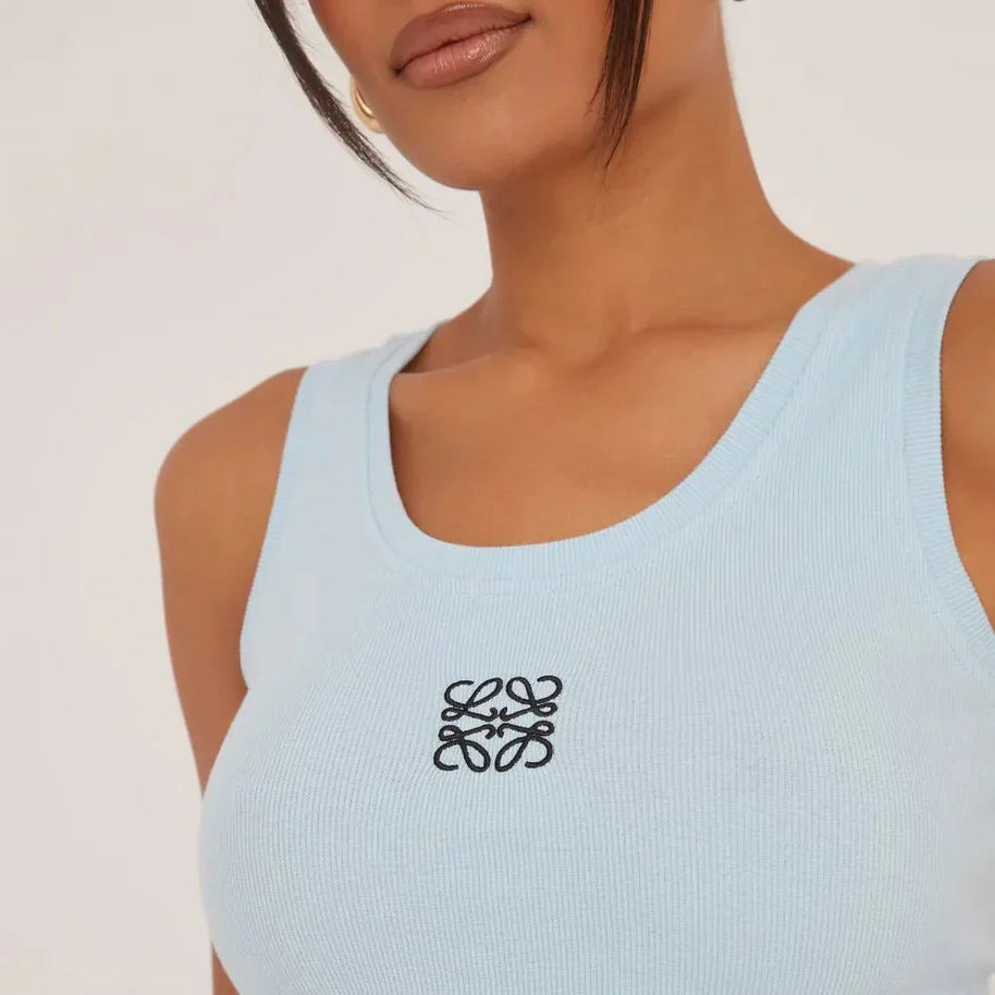 WW | Geripptes Tanktop mit zarter Stickerei