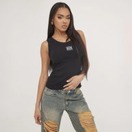 WW | Geripptes Tanktop mit zarter Stickerei